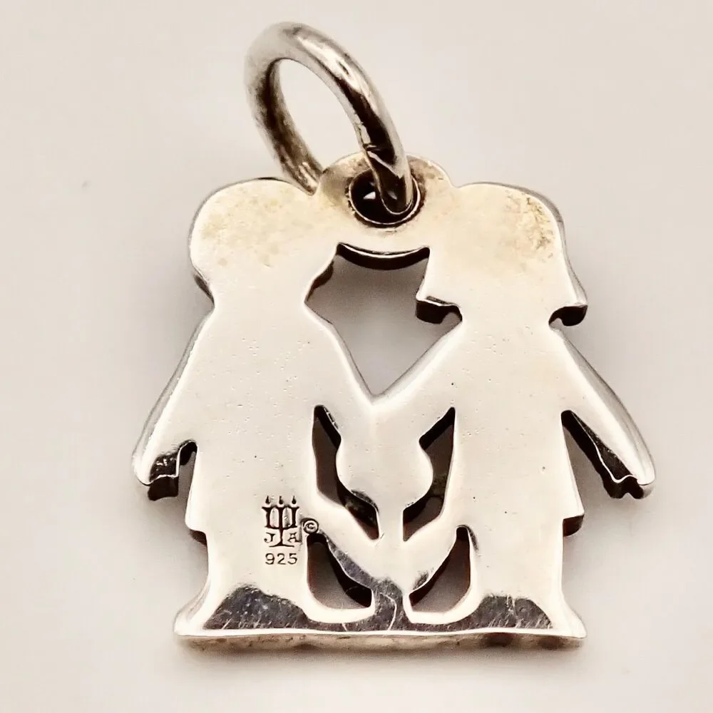 NEW James Avery RETIRED Love Is Charm Silver Pendant Children Boy Girl Flower - Picture 2 of 3